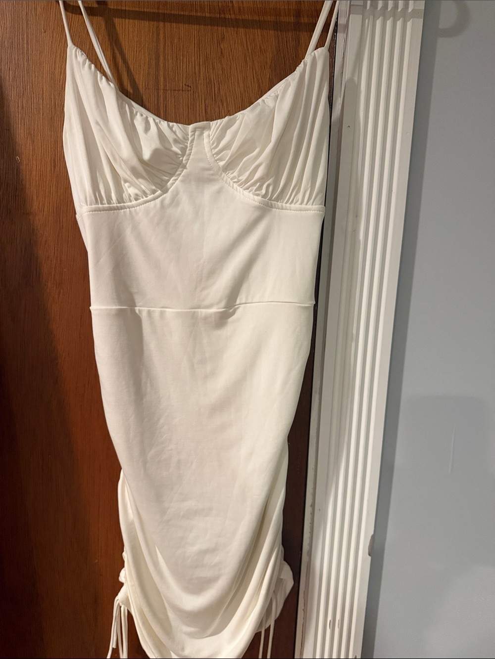 Lucy in the Sky White Mini Ruched Dress